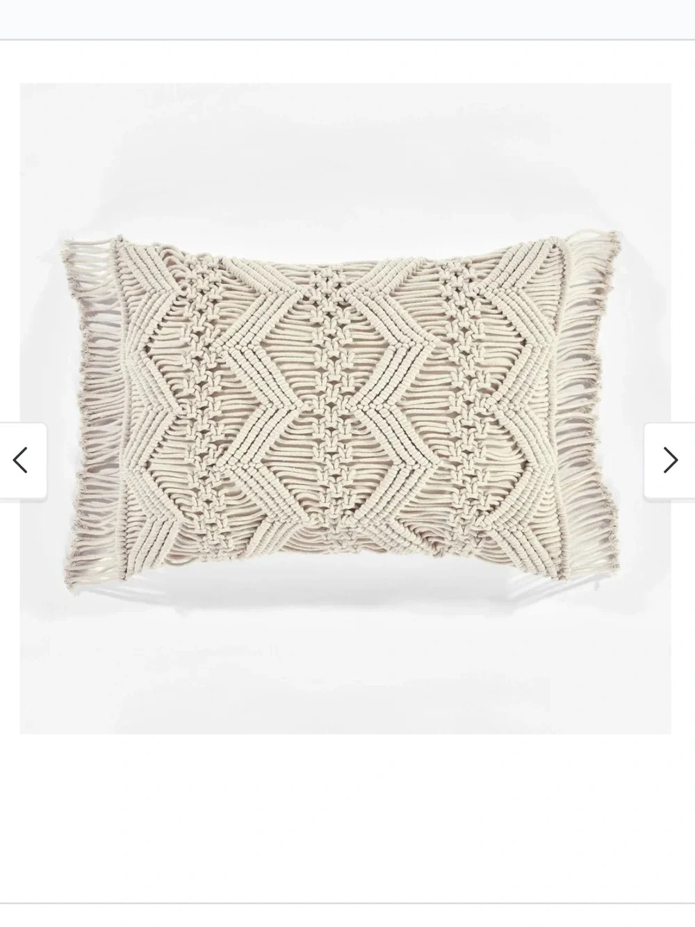 Chevron Macrame Decorative Pillow Cover Neutral cream ivory lumbar pillow throw
